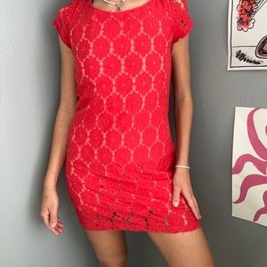 Coral lace dress
